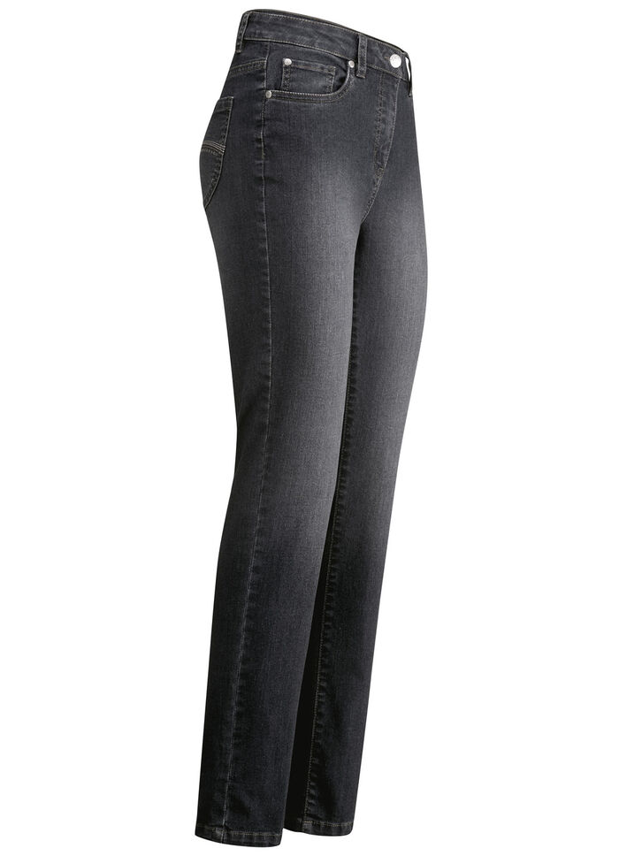 Jeans med vackra broderier och gnistrande strass GRAFIT