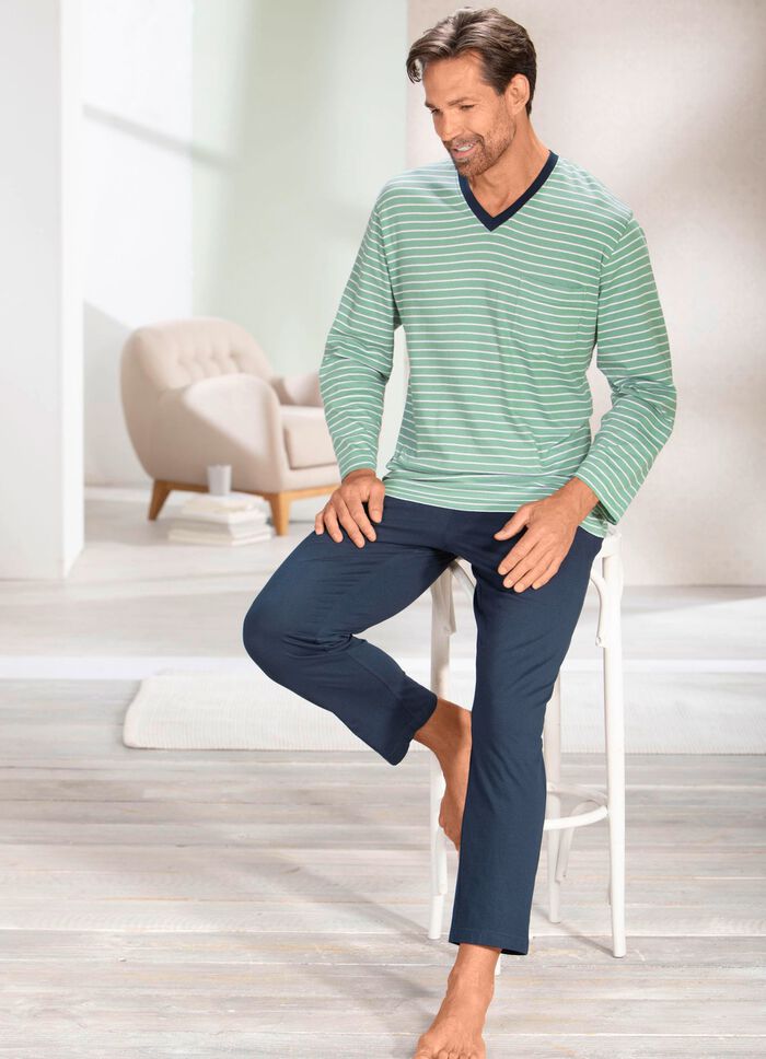 Pyjamas med V-ringning och &ouml;ppna toppar 