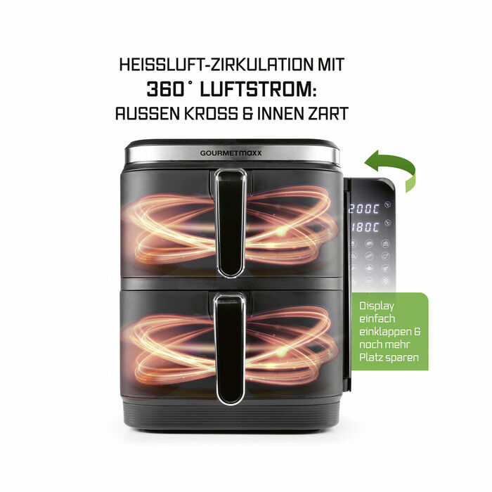 Digital varmluftsfritös med dubbel kammare “FryUP” VIT