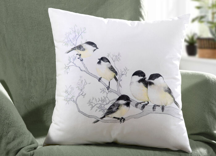 Kuddfodral med fågelmotiv 
