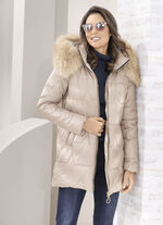 Jacka med avtagbar huva BEIGE
