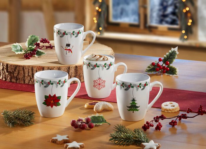 Julmuggar i stengods, set om 4 st 