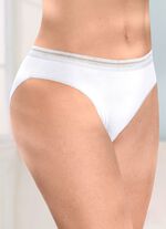 Fyrapack trosor med dekorativt res&aring;rband i midjan 