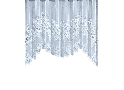 Vackert M-formad spetsgardin med multiband. 