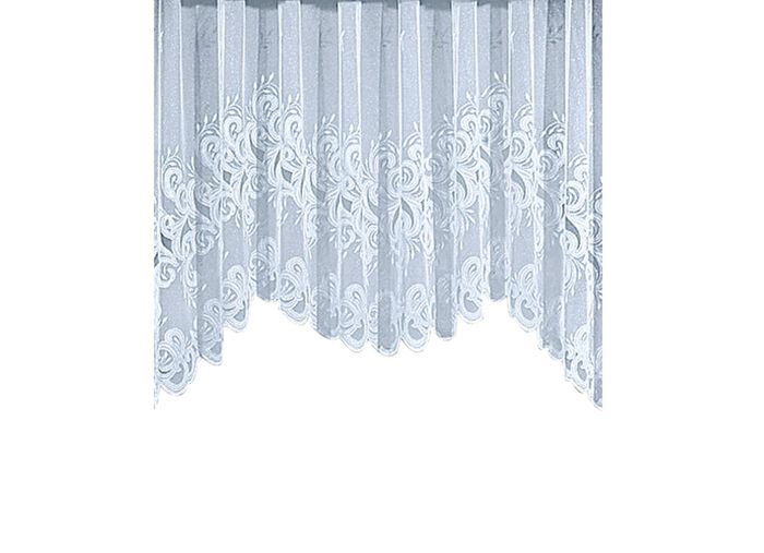 Vackert M-formad spetsgardin med multiband. 