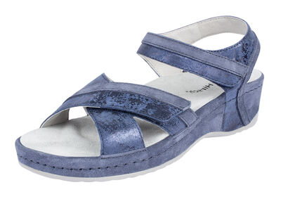 Sandal med kardborreband och kilklack 