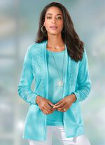 stickat twinset med m&ouml;nstermix AQUA