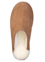 GINO GALANTE, trendiga herrtofflor, med lammskinn KAMELE