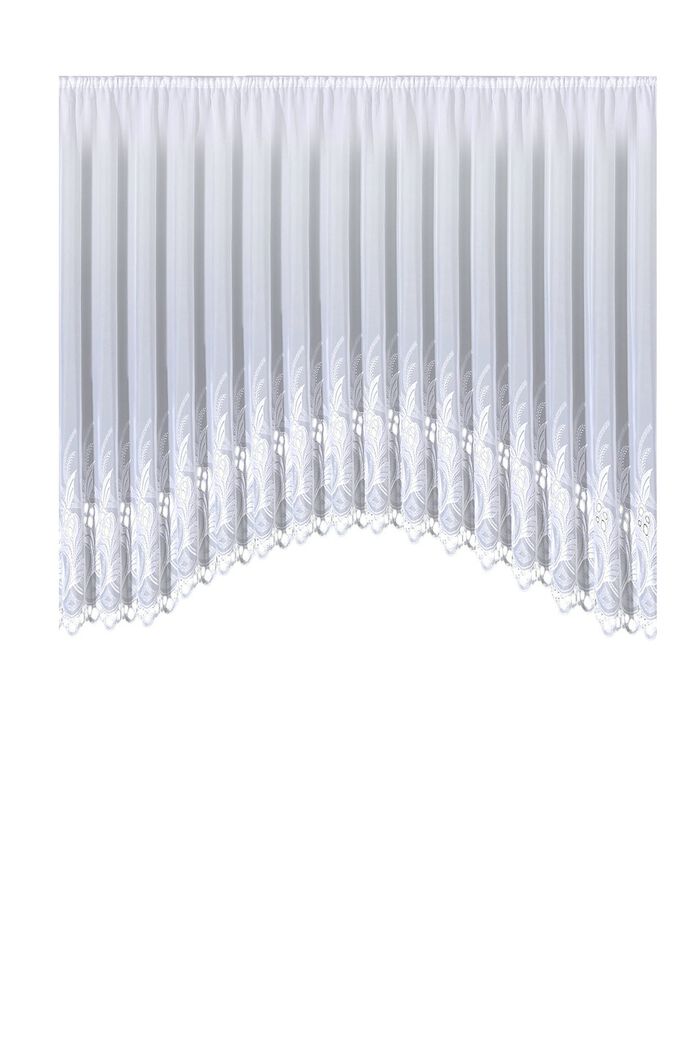 C-formad spetsgardin med h&ouml;gkvalitativt Plauener-broderi 