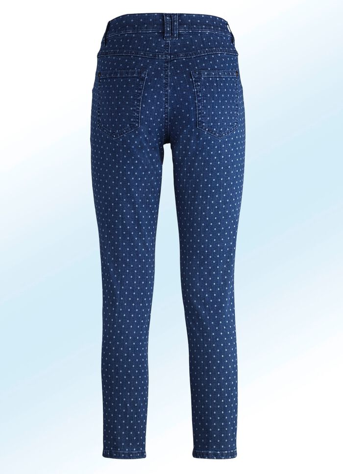 Jeans med trendigt prickm&ouml;nster 