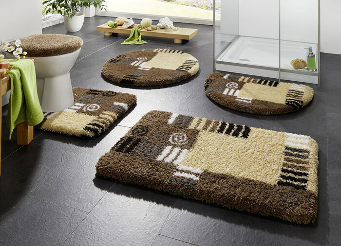 Badrumsset med halkh&auml;mmande latexbaksida BRUN