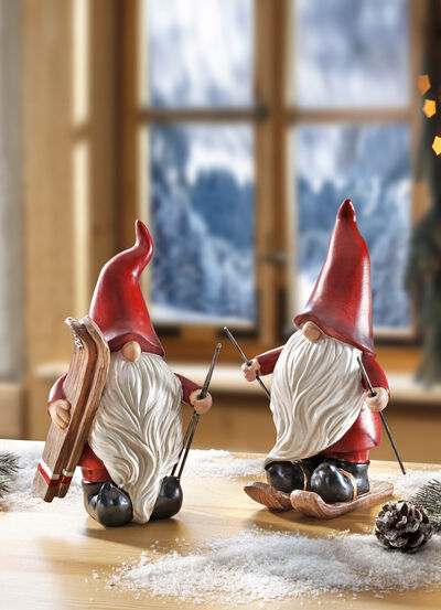 Tomte med skidor, set om 2 