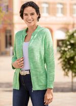 Kofta med stickade kanter och fickor GR&Uuml;N MELIERT