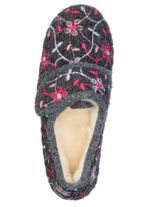 Fodrade damtofflor med kardborrekn&auml;ppning ANTRACIT