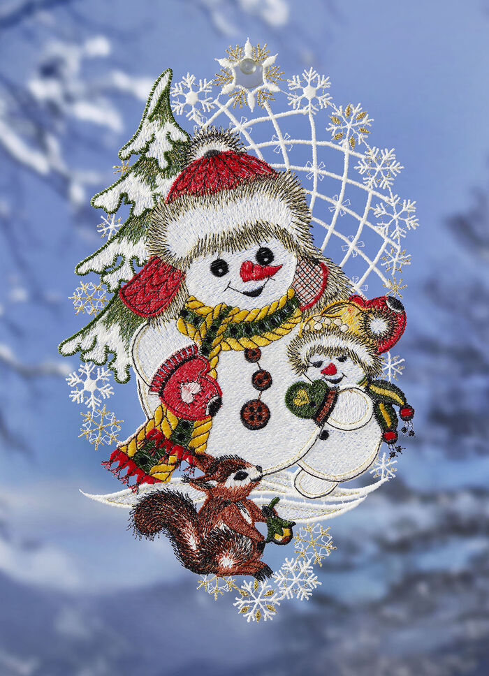 Fönsterbild snögubbar och ekorrar 