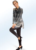 L&aring;ng blus med vackra b&aring;rder och bl&auml;ckstr&aring;letryck 