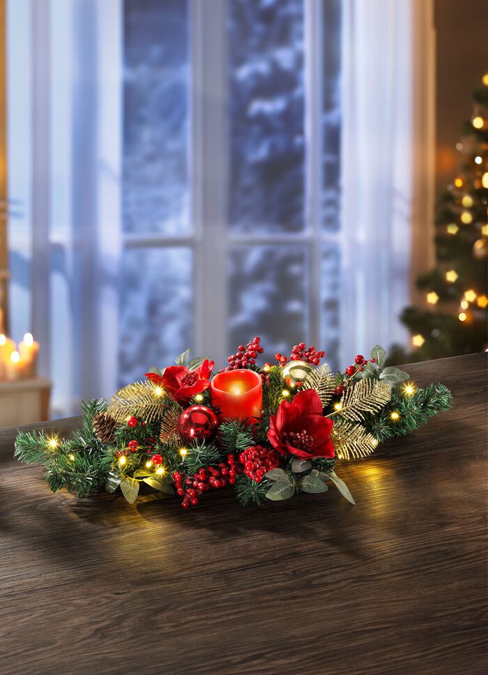 Bordsarrangemang med LED &auml;kta vaxljus 