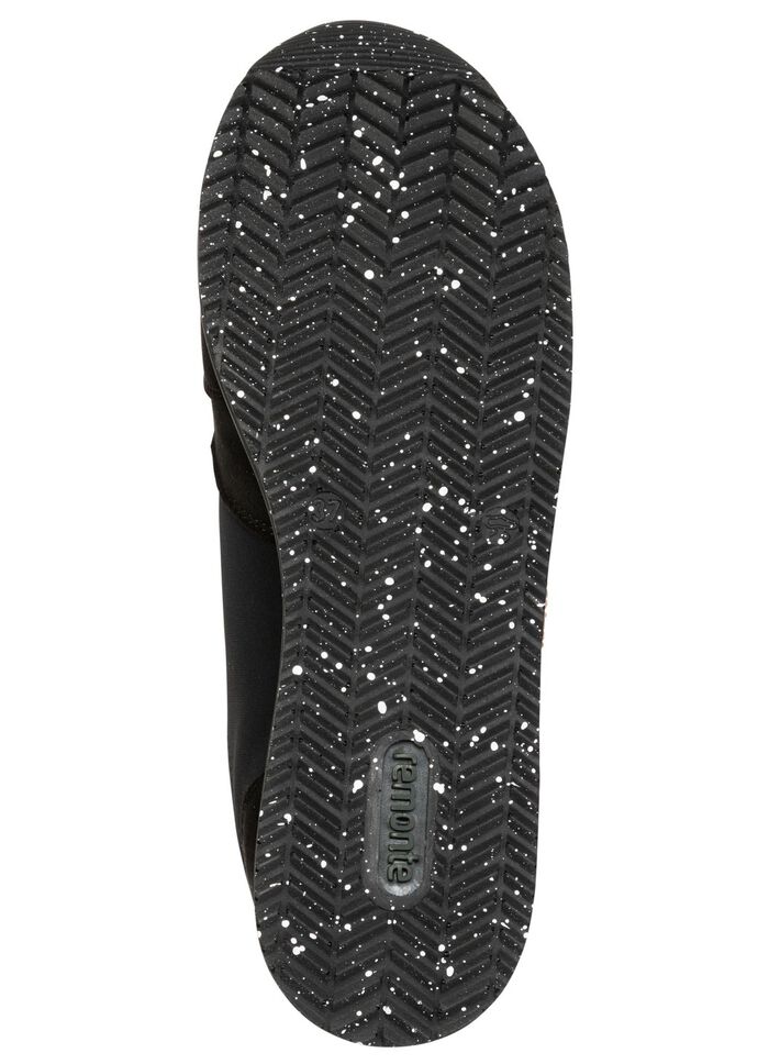 Remonte, trendiga damsneakers, vidd G, med uttagbar fotb&auml;dd SVART-GULD