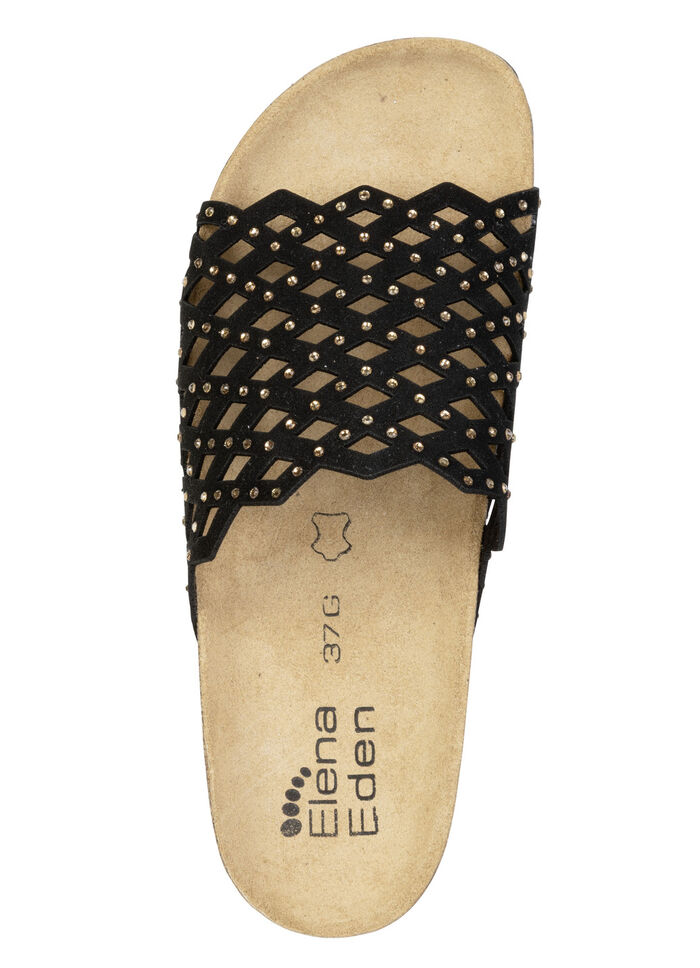 ELENA EDEN, lätta damslip-ins, vidd G, med läderfotbädd SCHWARZ