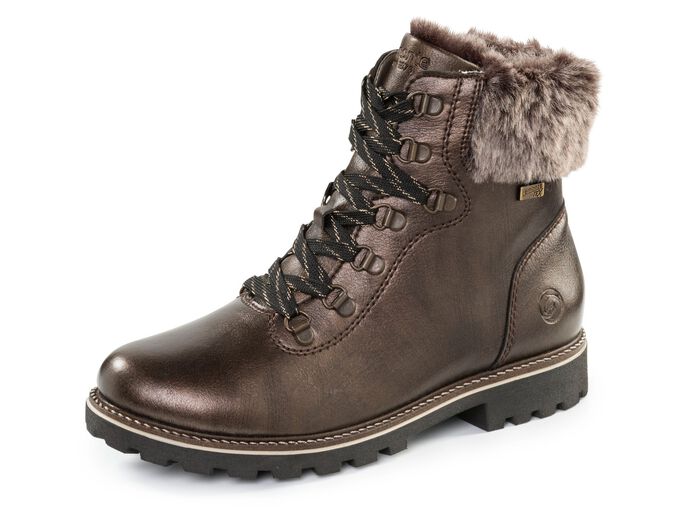 Remonte st&ouml;vlett med sn&ouml;rning och plyschkrage 