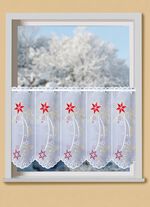 Kort gardin med äkta Plauen-broderi och metalliserat garn 