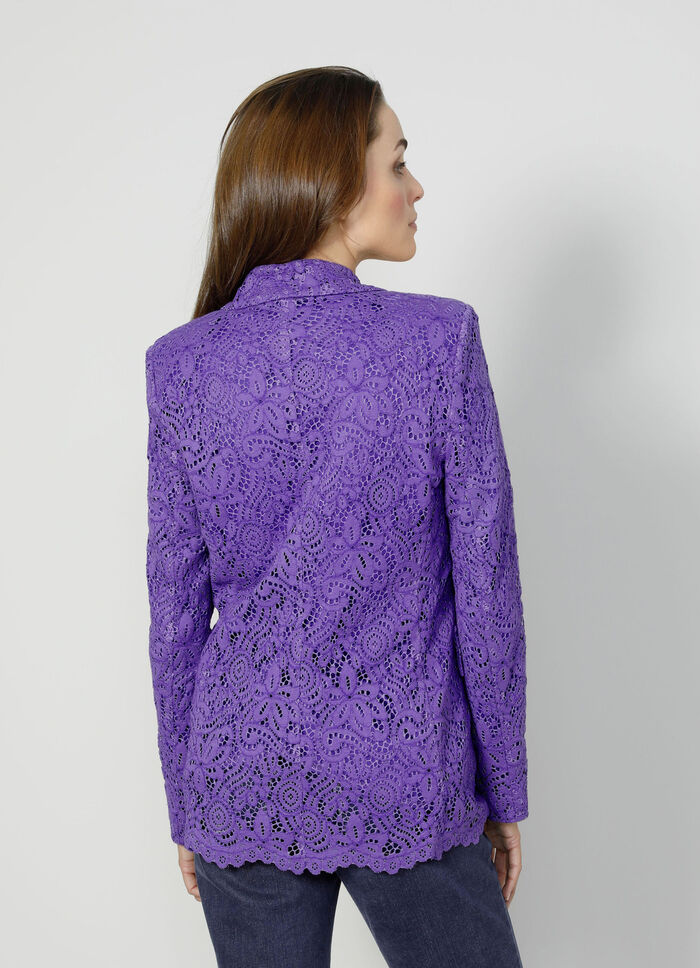 Blazer med blommig spetskant 