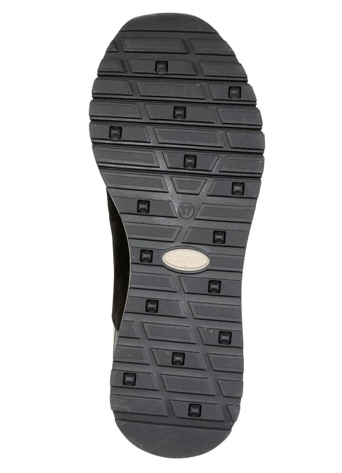 LAURA KENT, snygga damsneakers, vidd G, med uttagbar fotb&auml;dd SVART-BORDEAUX-GULD