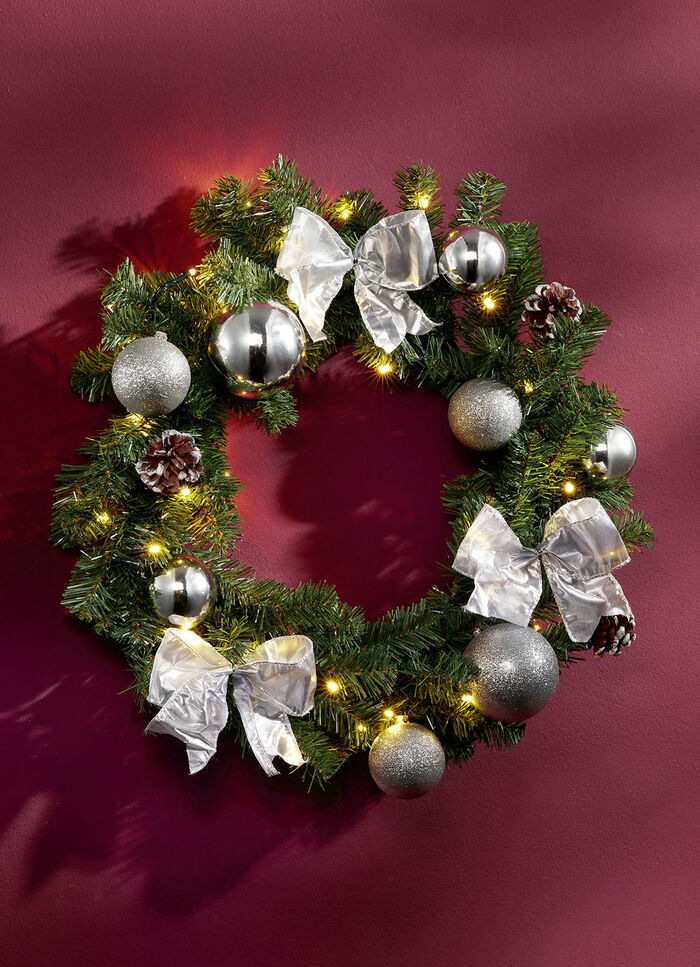 Upplyst grankrans SILVER