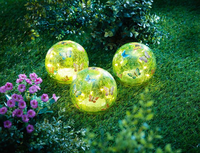 LED glaskulor "Butterfly", set om 3 