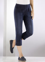 Caprijeans med stretchiga instick DUNKELBLAU