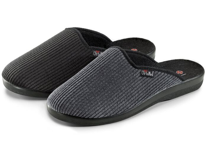 Tv&aring;pack, klassiska herrtofflor, bredd H, med anatomiskt formad fotb&auml;dd 1X GR&Aring;, 1X SVART