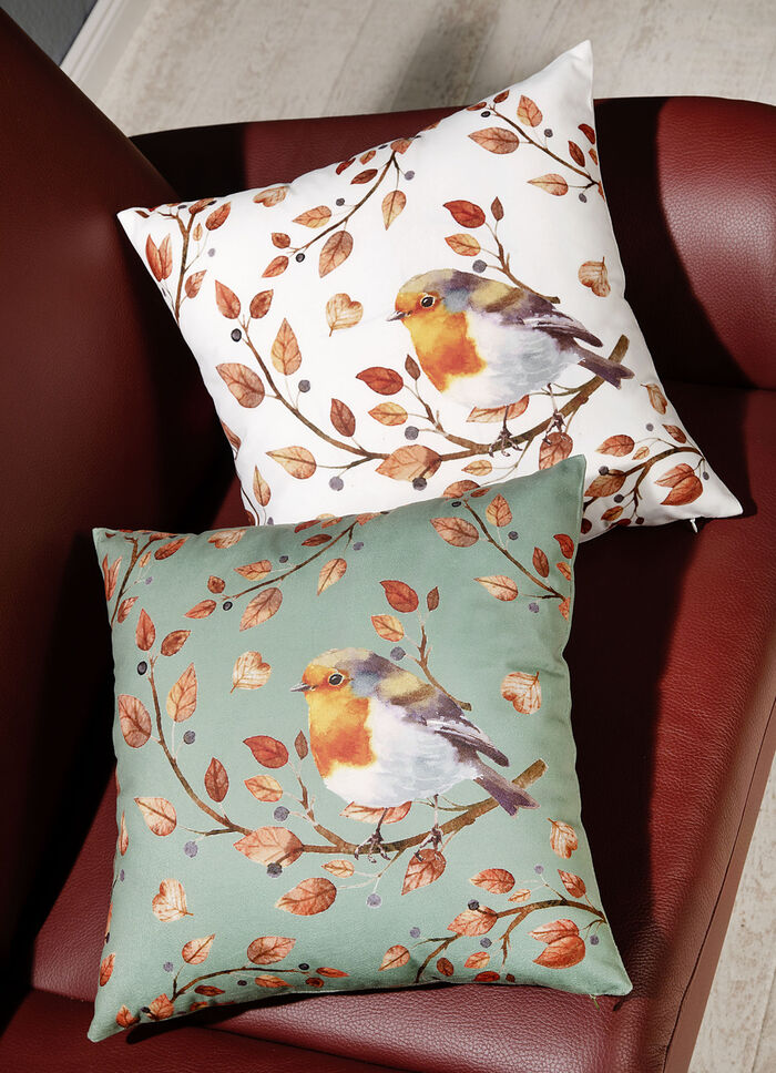 Kuddfodral med fågel på gren motiv GRÄDDE