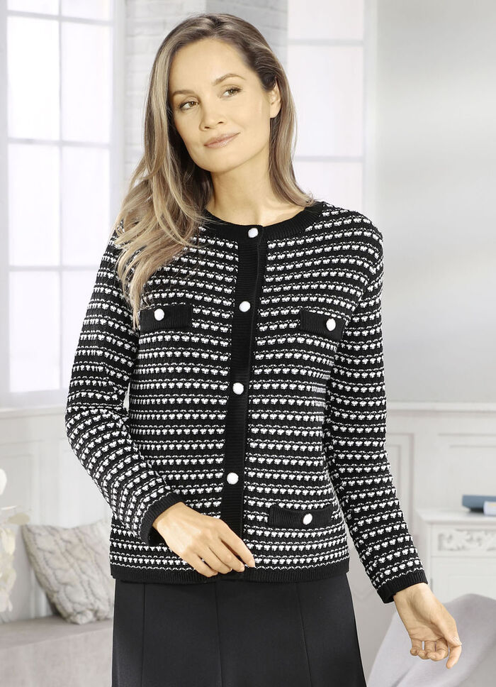 Cardigan med genomarbetad texturerad mix 