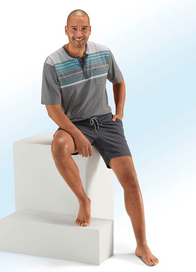 Hajo Klima Komfort Shorty med knappsl&aring; och garnf&auml;rgade r&auml;nder 