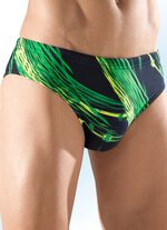 Badbyxor i tajt modell med färgglatt tryck SVART-GRÖN-GUL