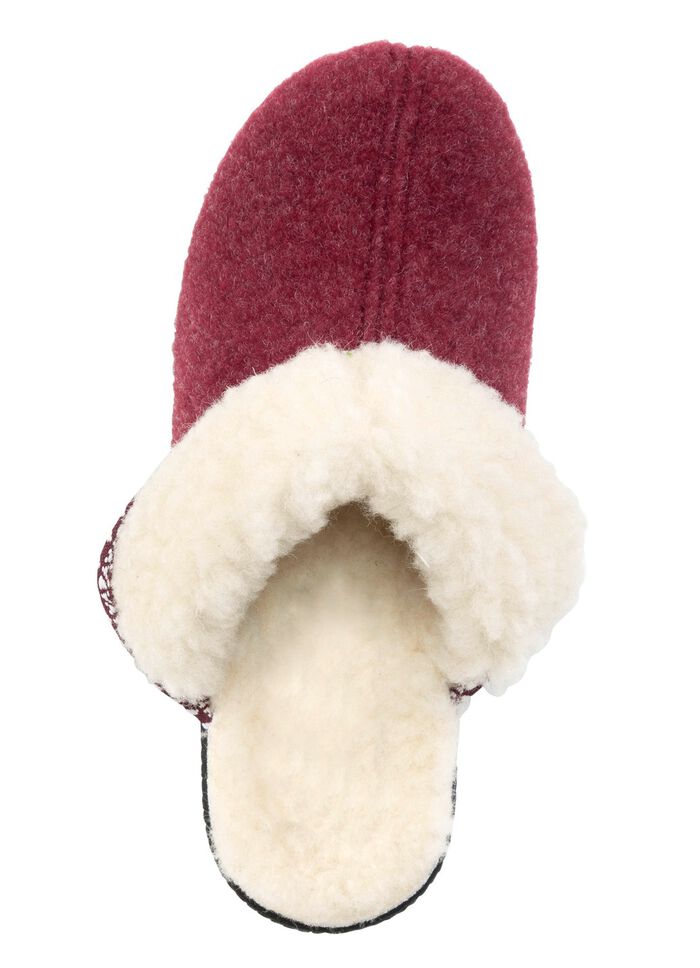 Varma damtofflor, bredd H, med ull BORDEAUX