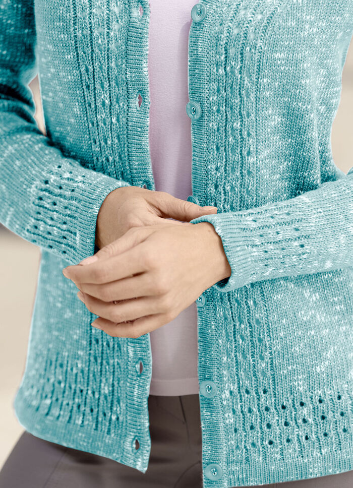 Kofta av melerad garn JADEGRÖN MELERAD