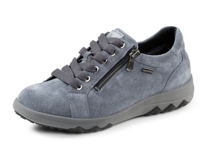 Waldläufer snörsko tillverkad av mjukt mockaläder JEANSBLAU
