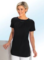 L&aring;ng skjorta med tallrikdekor i 4 f&auml;rger SVART