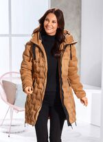 Funktionell kort jacka med fast huva KARAMELL