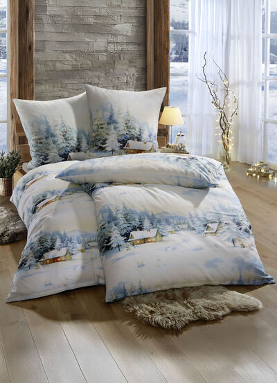 Dubbelsidigt tryckt sängkläderset med vinterlandskap 