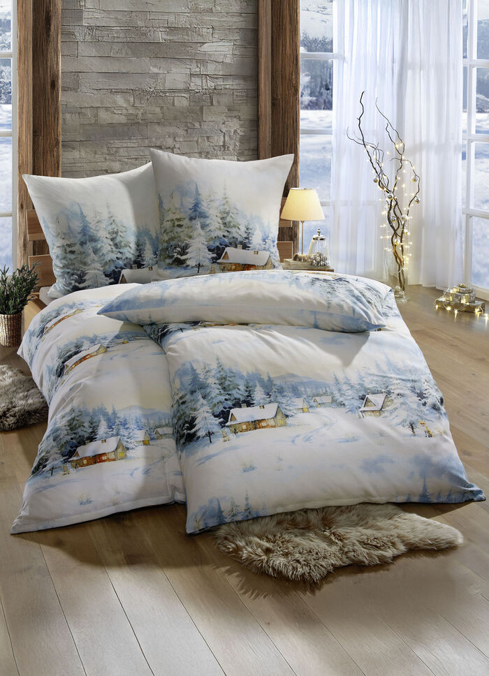 Dubbelsidigt tryckt sängkläderset med vinterlandskap 