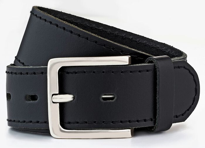 Klassiskt herrb&auml;lte, tillverkat av l&auml;der, 4 cm brett SVART