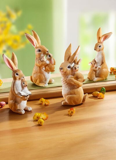 Dekorativa kaninfigurer, set om 4 