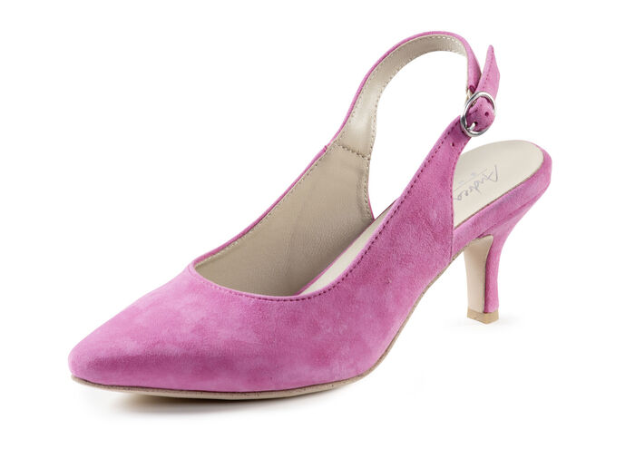 Andrea Conti slingpumps gjorda av mjukt sammets chevreau läder PINK