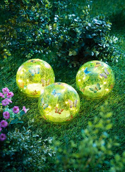 LED glaskulor "Butterfly", set om 3 