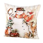 Kuddfodral med f&ouml;rtrollande vinterscener SCHNEEMANN IM WALD