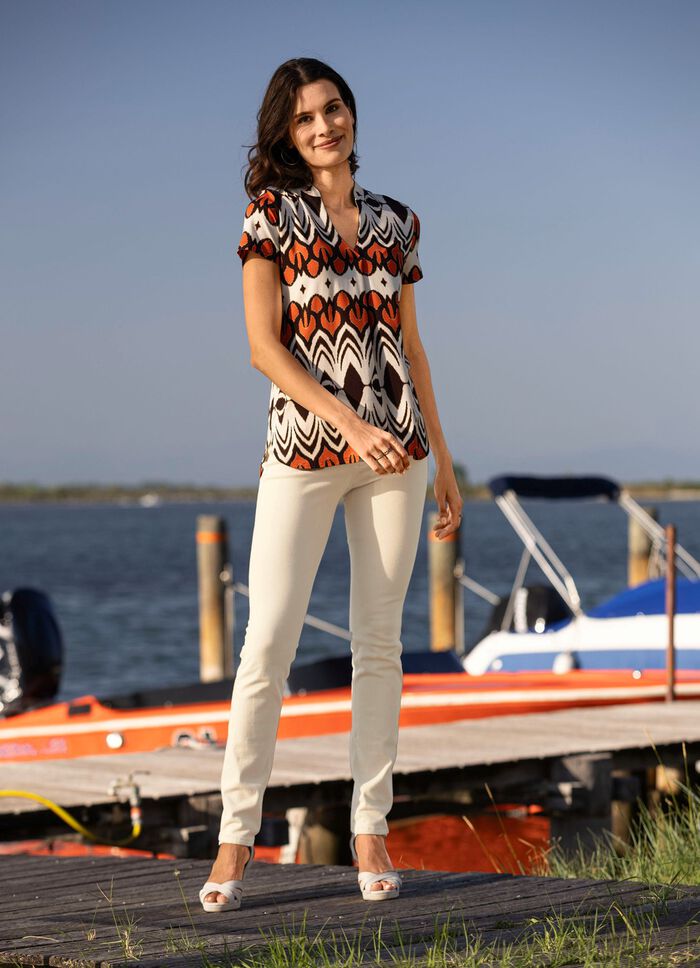 Somrig skjorttunika BEIGE-BRUN-ORANGE