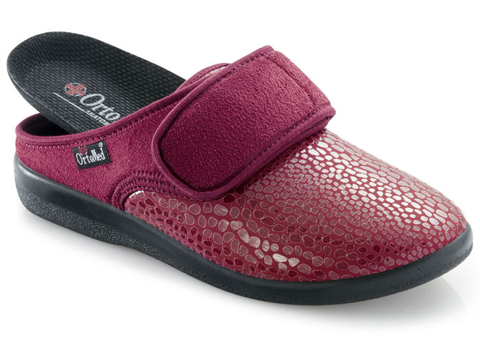 Toffla i elastiskt material och velour BORDEAUX