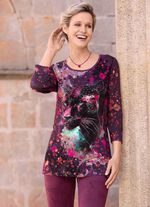 Skjorta med strassdekoration framtill LILA-ROSA-SVART